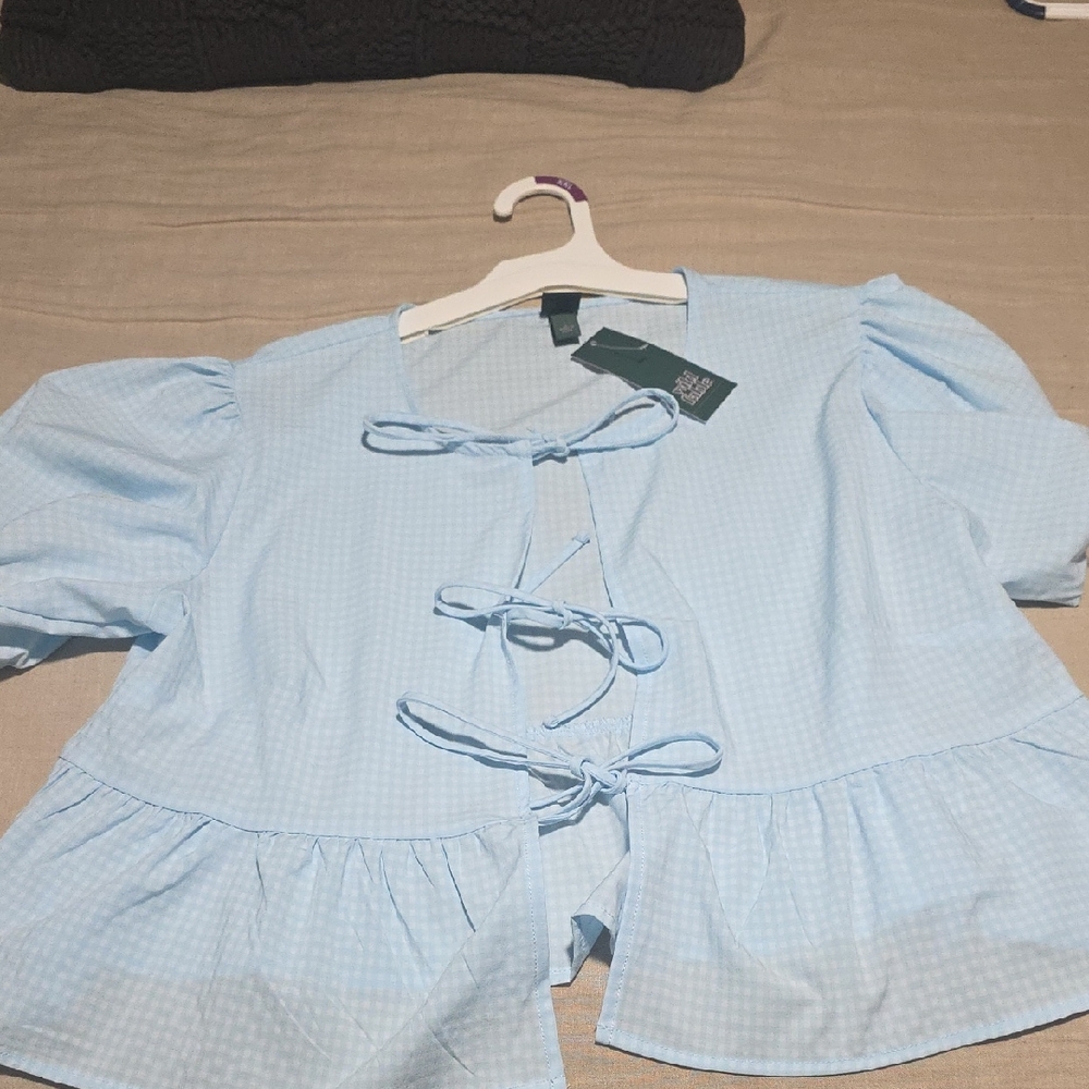 Wild Fable Light Blue Tie-Front Blouse